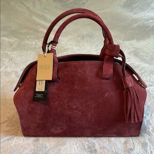 Elegant Burgundy Suede Handbag